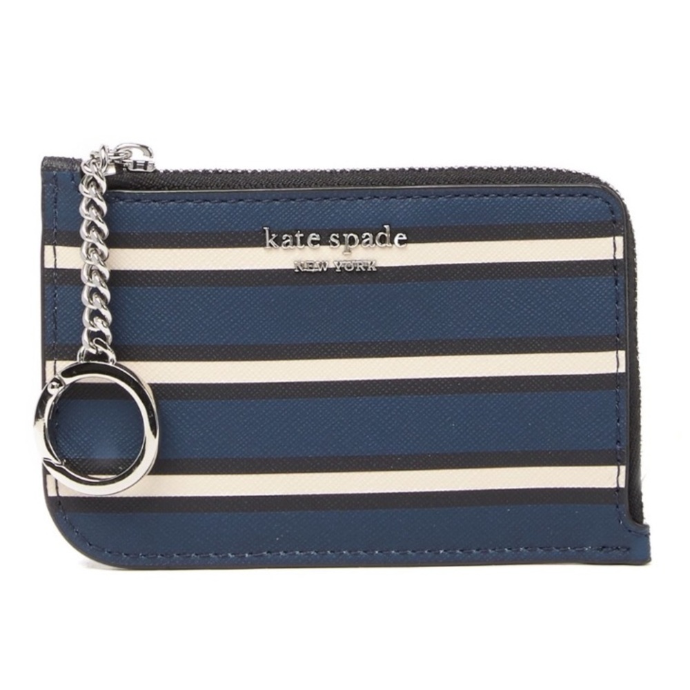 Kate Spade Blue Cameron York Stripe Keychain Wallet - Picture 13 of 13